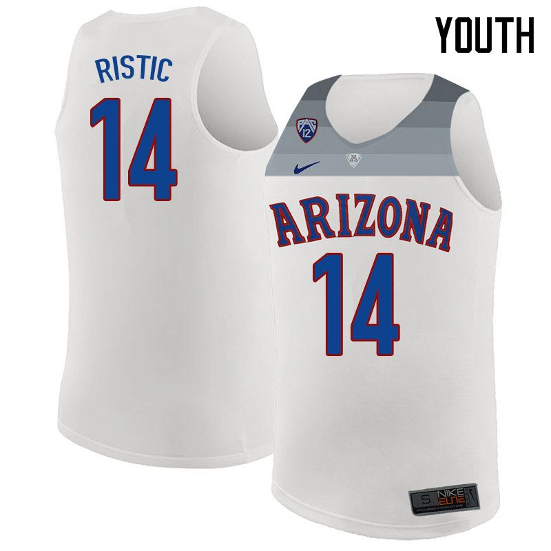 2018 Youth #14 Dusan Ristic Arizona Wildcats College Basketball Jerseys Sale-White